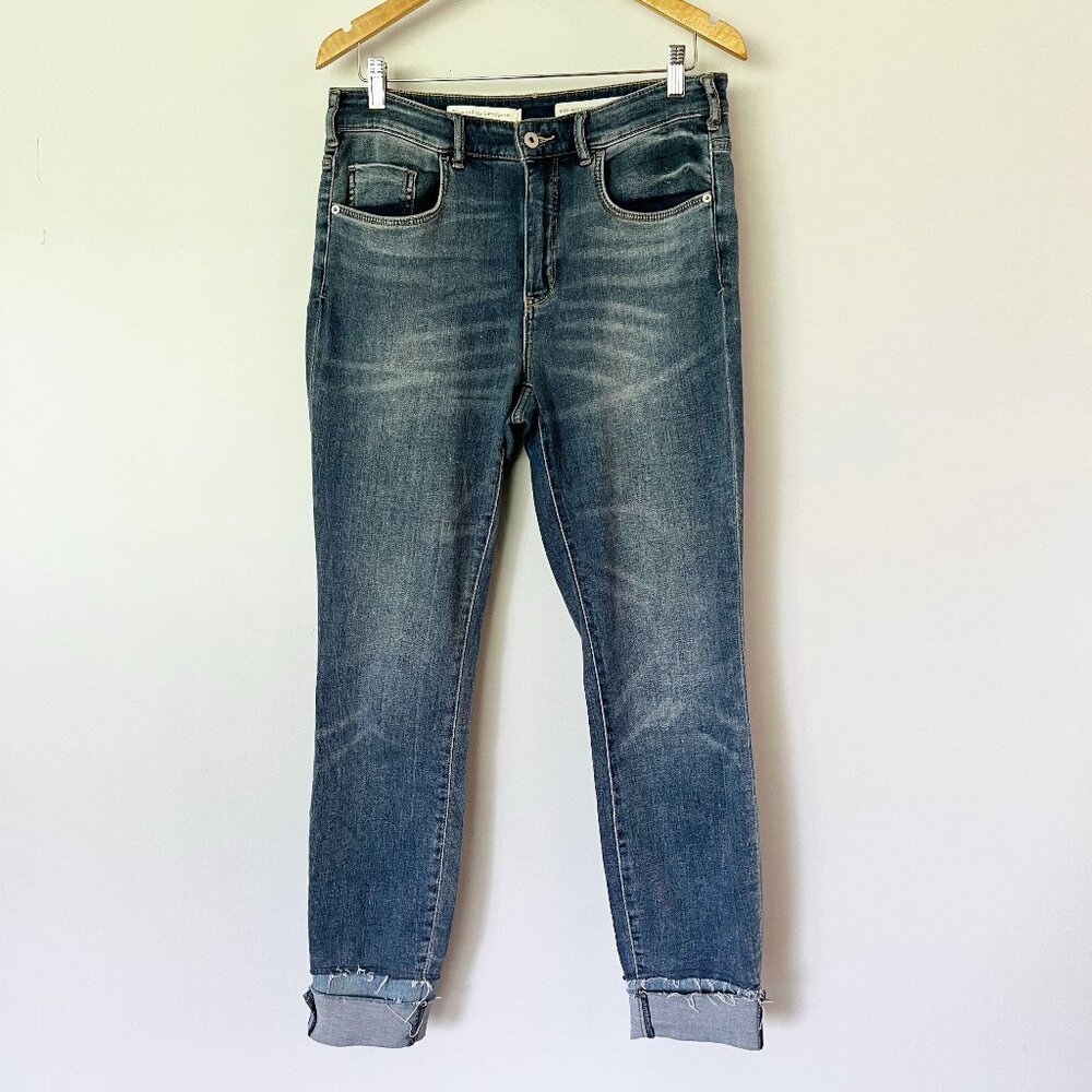 Pilcro And The Letterpress High-Rise Skinny Raw Hem Size 30 Tall Denim Whiskered